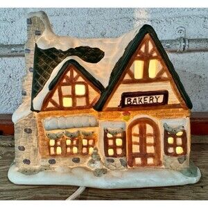 Dickens Victorian Collection Lighted House Hand Painted Bakery With Box
